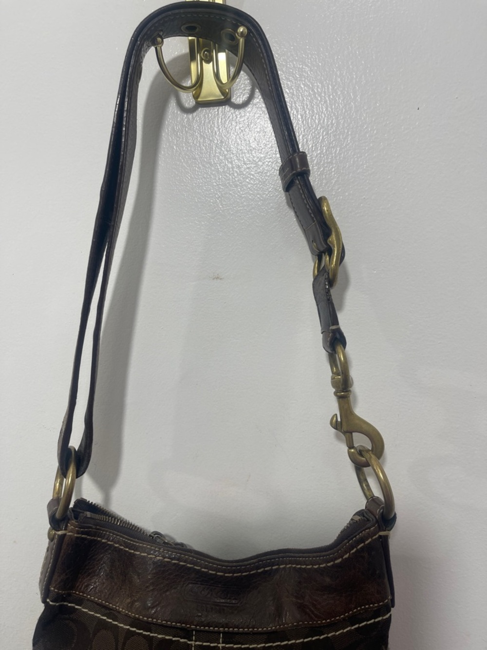 Coach Brown Signature Canvas Crossbody with Leather Trim - Picture 5 of 8